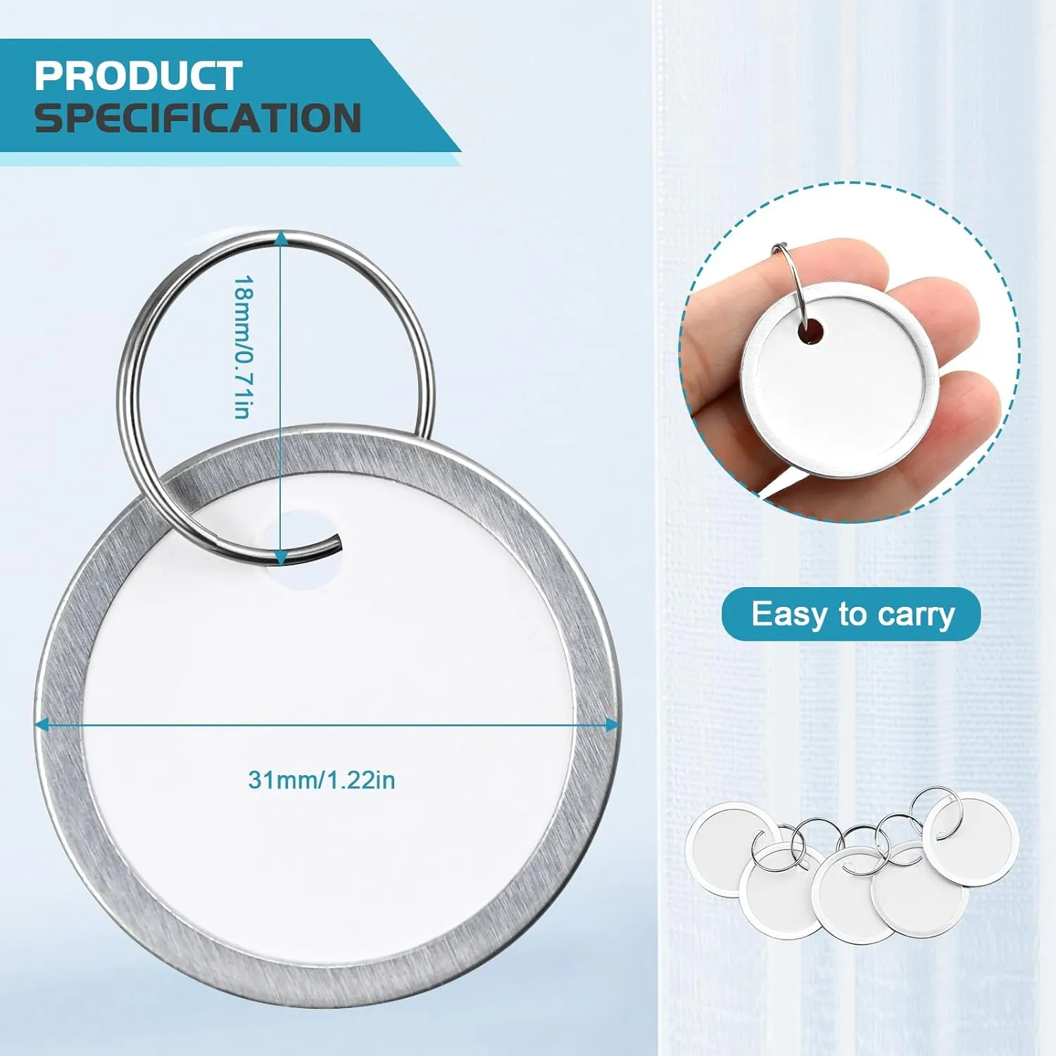 120 PCS Metal Rim Key Tags 1.22 Inches Round Paper Tags with Split Rings Double-Sided Writable Round Key Tags