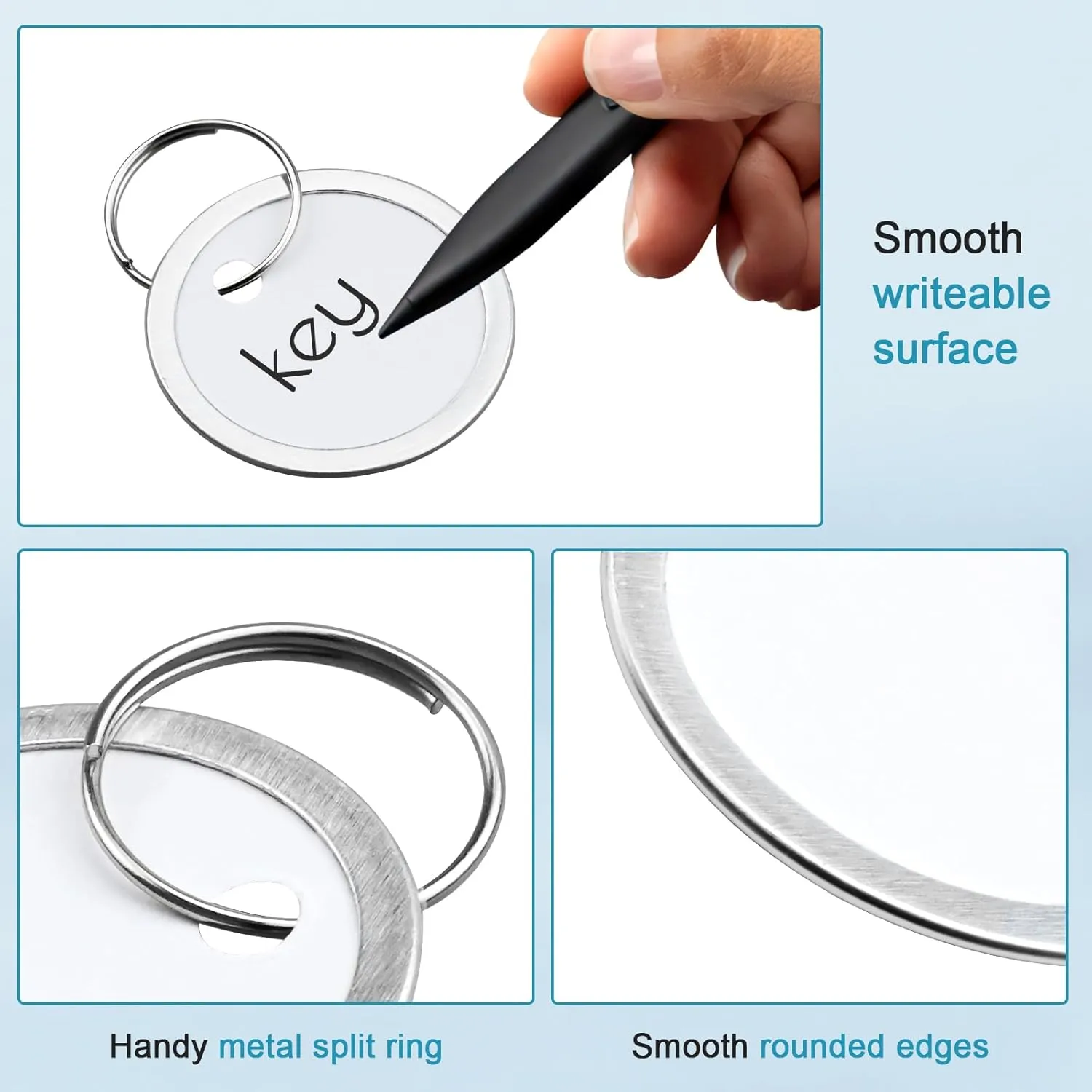 120 PCS Metal Rim Key Tags 1.22 Inches Round Paper Tags with Split Rings Double-Sided Writable Round Key Tags