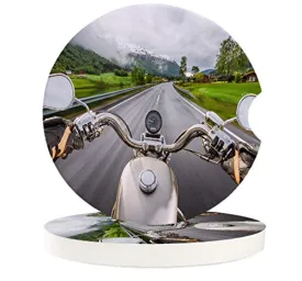 2 Car Coasters Cup Holders Absorbent Biker Rides Motorcycle Highway Lifestyle Speed AdventureCeramic Car Accessories Coasters Absorb Spills Keep Cup Holders Clean and Dry