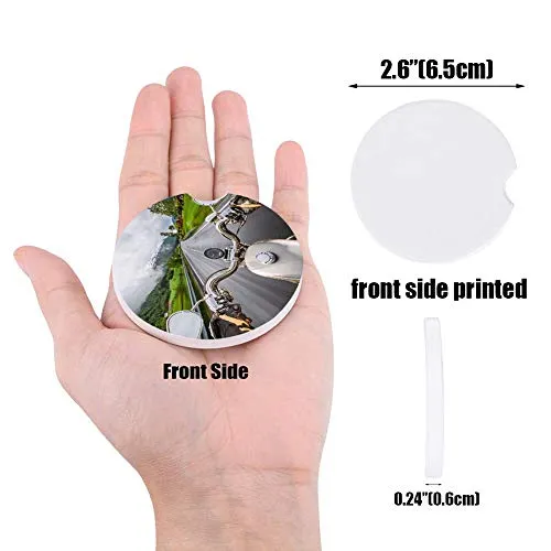 2 Car Coasters Cup Holders Absorbent Biker Rides Motorcycle Highway Lifestyle Speed AdventureCeramic Car Accessories Coasters Absorb Spills Keep Cup Holders Clean and Dry