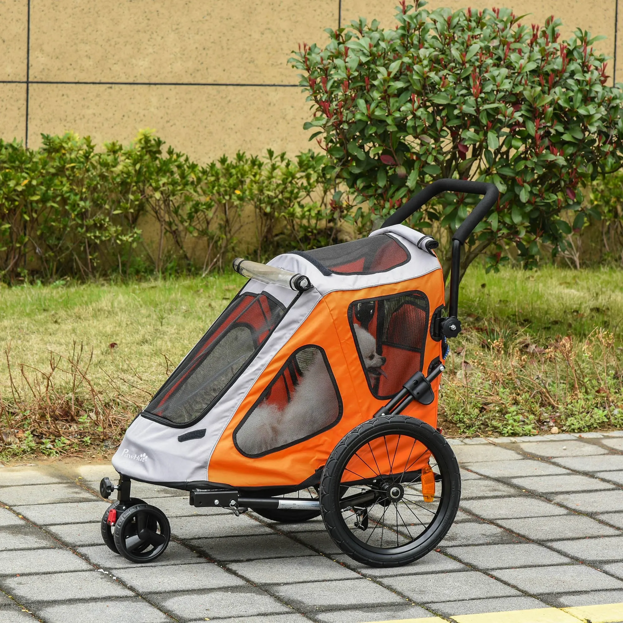 2-IN-1 Dog Bike Trailer Pet Carrier Stroller Reflector 140 x 71 x 105cm
