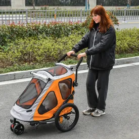 2-IN-1 Dog Bike Trailer Pet Carrier Stroller Reflector 140 x 71 x 105cm