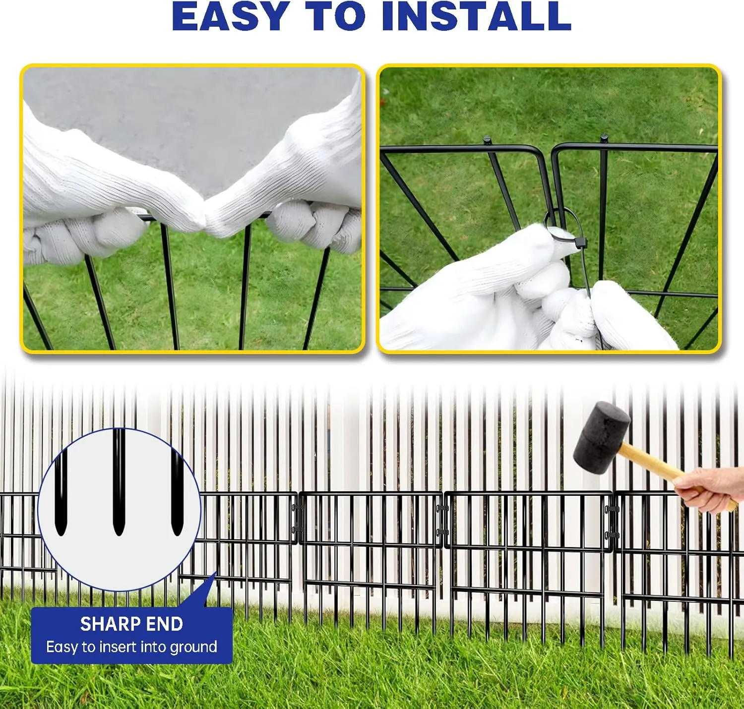 35 Panels Garden Fence Animal Barrier, 38 Ft(L) X 13 in(H) No Dig Fence for Dogs, Upgrade 1.2in Gap Garden Border Ground Defense, Rustproof Metal Outdoor Wire Fencing for Dogs, Rabbits