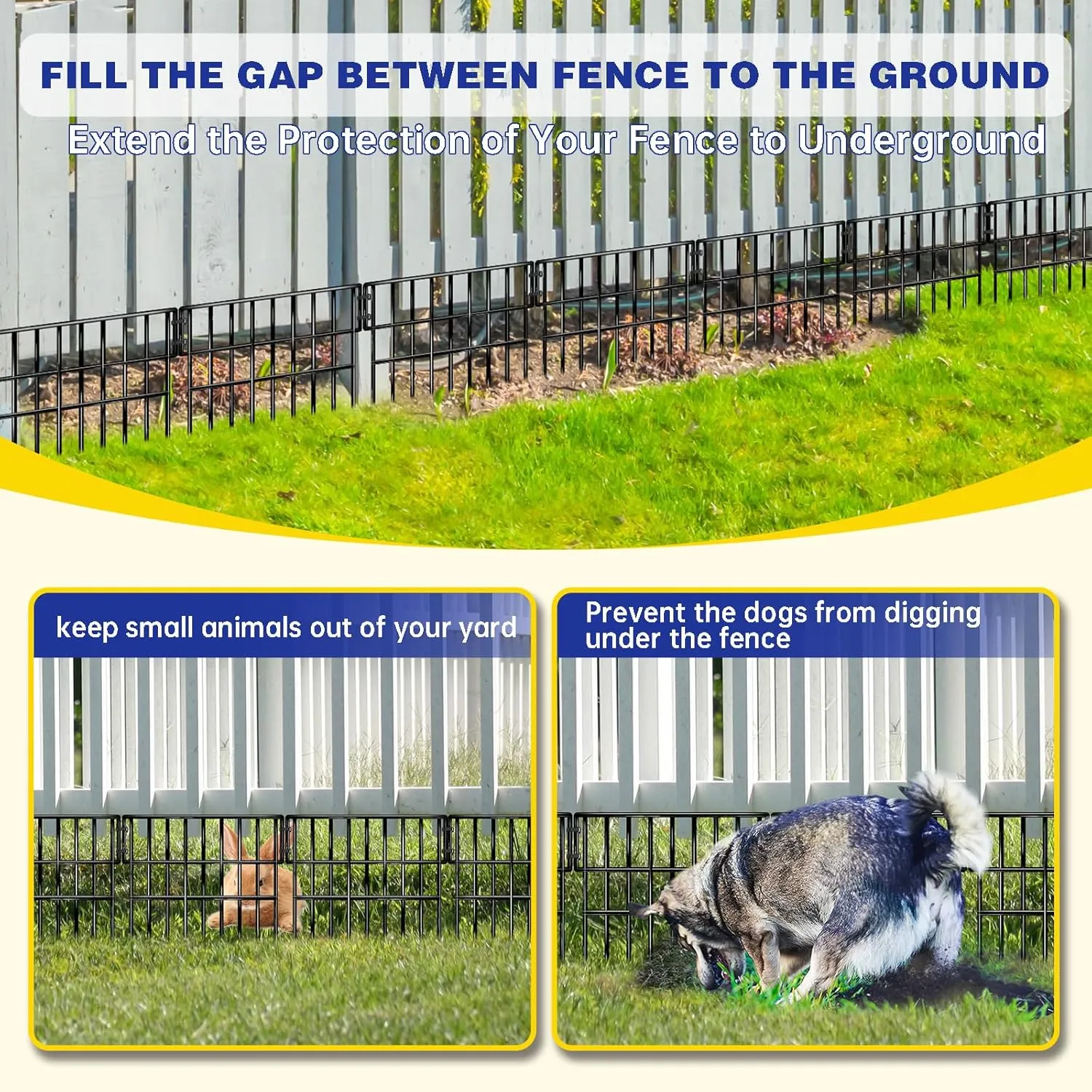 35 Panels Garden Fence Animal Barrier, 38 Ft(L) X 13 in(H) No Dig Fence for Dogs, Upgrade 1.2in Gap Garden Border Ground Defense, Rustproof Metal Outdoor Wire Fencing for Dogs, Rabbits