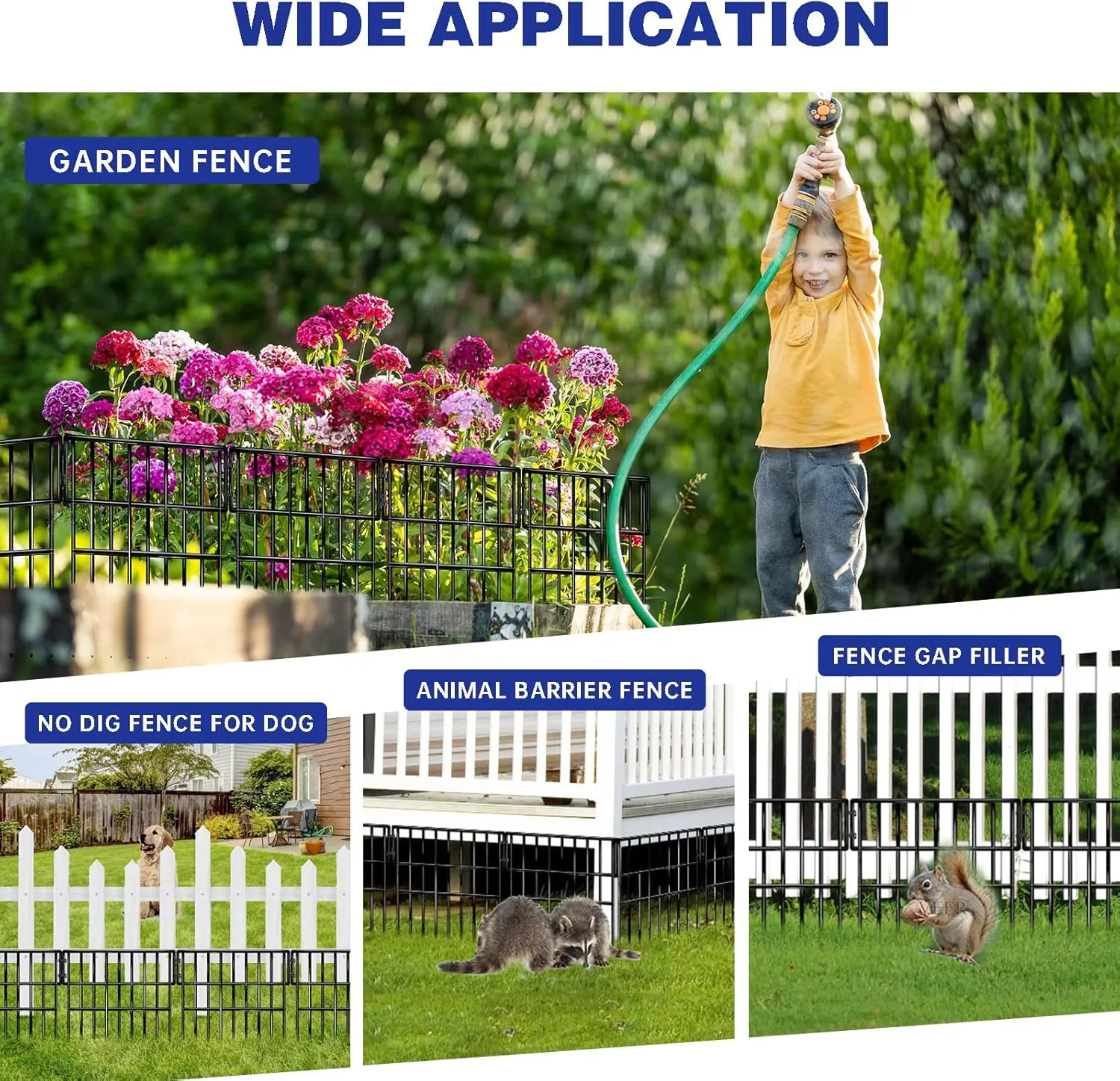 35 Panels Garden Fence Animal Barrier, 38 Ft(L) X 13 in(H) No Dig Fence for Dogs, Upgrade 1.2in Gap Garden Border Ground Defense, Rustproof Metal Outdoor Wire Fencing for Dogs, Rabbits