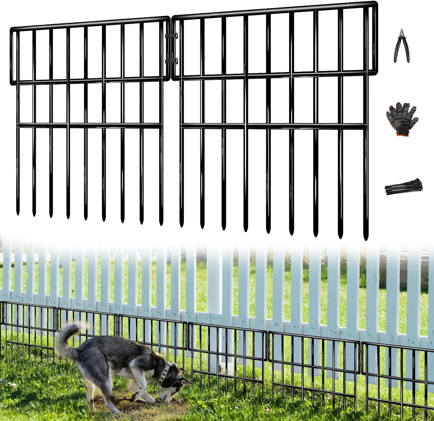 35 Panels Garden Fence Animal Barrier, 38 Ft(L) X 13 in(H) No Dig Fence for Dogs, Upgrade 1.2in Gap Garden Border Ground Defense, Rustproof Metal Outdoor Wire Fencing for Dogs, Rabbits