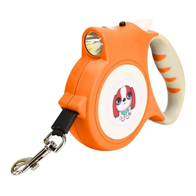 5M Retractable Dog Leash Automatic Flexible Dog Puppy Cat Traction Rope Belt Dog Leash with LED Detachable Flashlight For Dogs