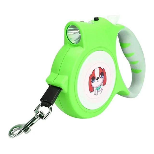 5M Retractable Dog Leash Automatic Flexible Dog Puppy Cat Traction Rope Belt Dog Leash with LED Detachable Flashlight For Dogs