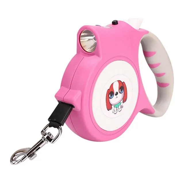 5M Retractable Dog Leash Automatic Flexible Dog Puppy Cat Traction Rope Belt Dog Leash with LED Detachable Flashlight For Dogs