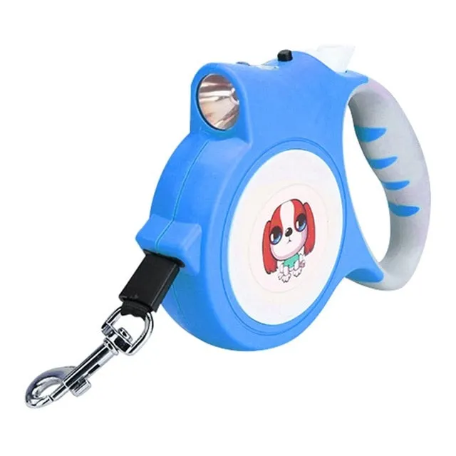 5M Retractable Dog Leash Automatic Flexible Dog Puppy Cat Traction Rope Belt Dog Leash with LED Detachable Flashlight For Dogs