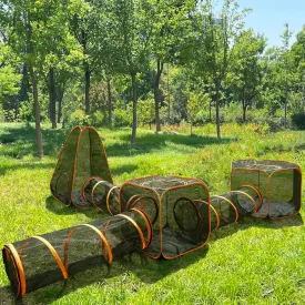 6-in-1 Large Outdoor Indoor Cat Tent Tunnel & Tower Playpen Set, Easy Assembly Pop Up Pet Play Pen, Portable Foldable Soft Enclosure for Kitty Puppy Rabbit Small Animals, Catio Yard Traveling Camping