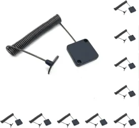 7ft Retractable Cable Lock with Double Sided Adhesive for Gaming Controller, Tablets, Mobile Phones Other Hardware Showroom and Controller, TV, DVD Remote Control Tether (Black 10PACK)