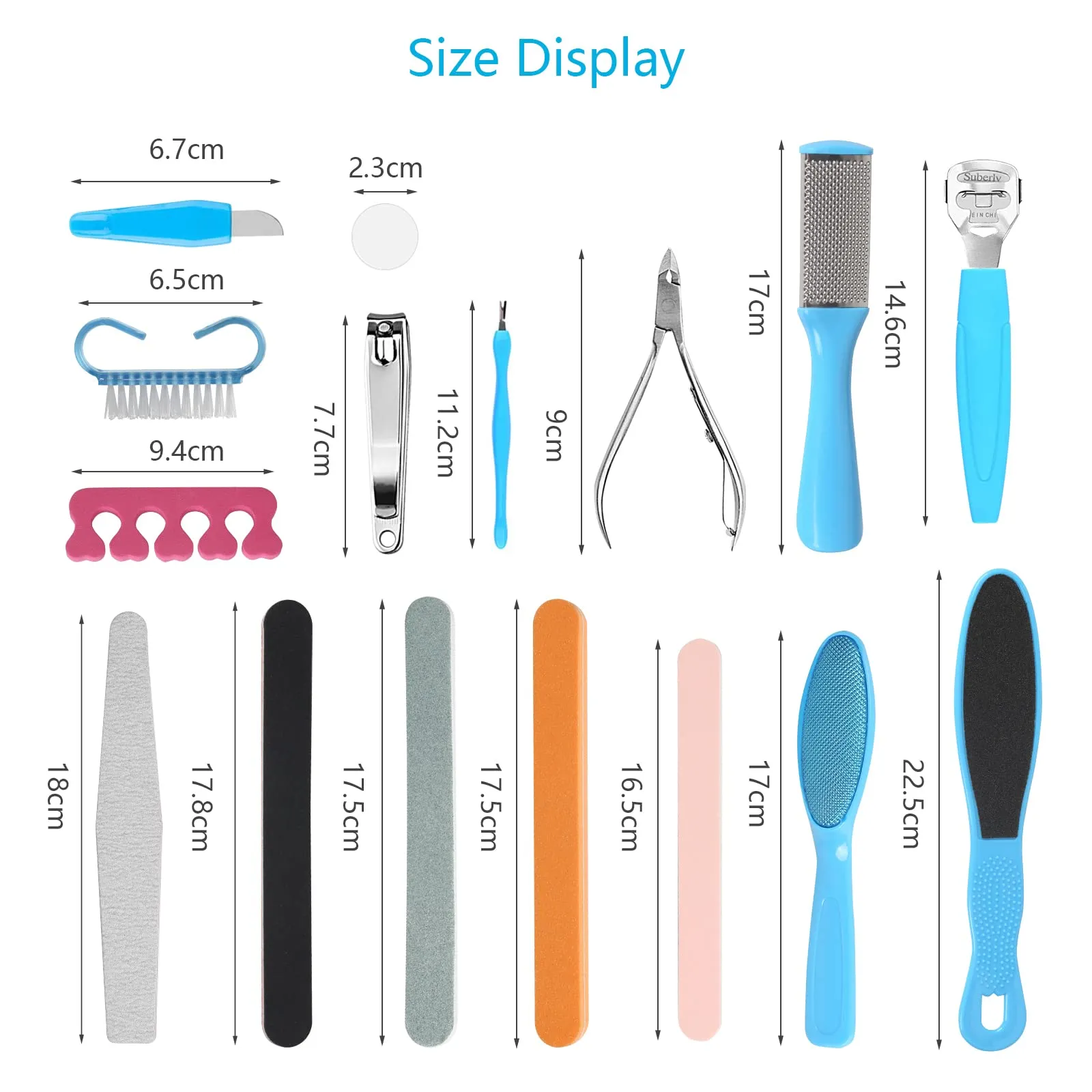 AirSMall 18PCS Foot Care Tool Kit Professional Manicure Pedicure Kit Nail Clippers for Dead Skin Remover Thick Nails Paronychia Onychomycosis Nail Fungus Pedicure