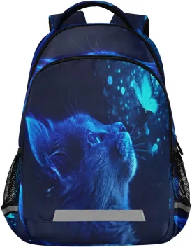 ALAZA Cute Cat and Butterfly with Blue Light Backpacks Travel Laptop Daypack School Book Bag for Men Women Teens Kids