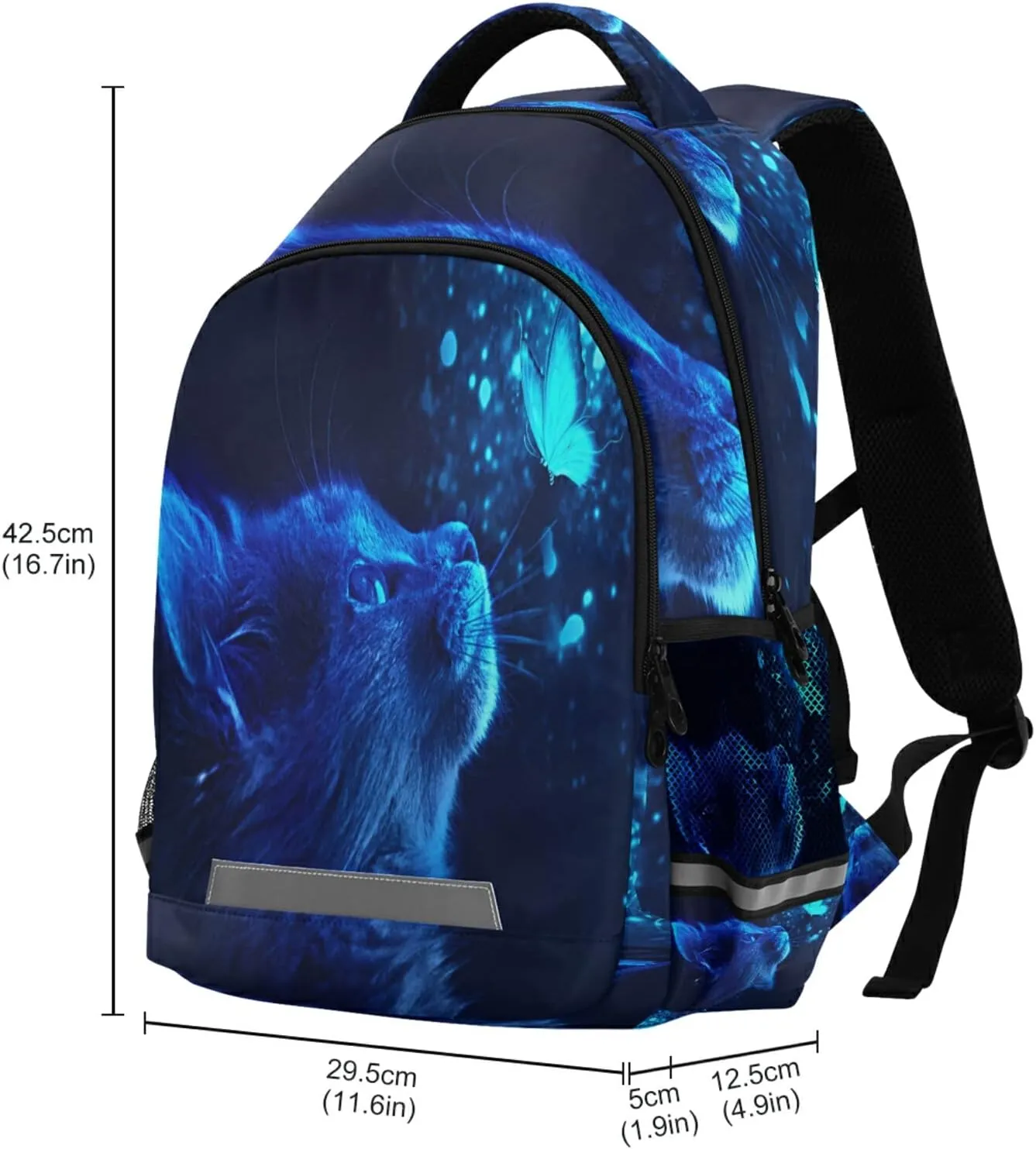 ALAZA Cute Cat and Butterfly with Blue Light Backpacks Travel Laptop Daypack School Book Bag for Men Women Teens Kids
