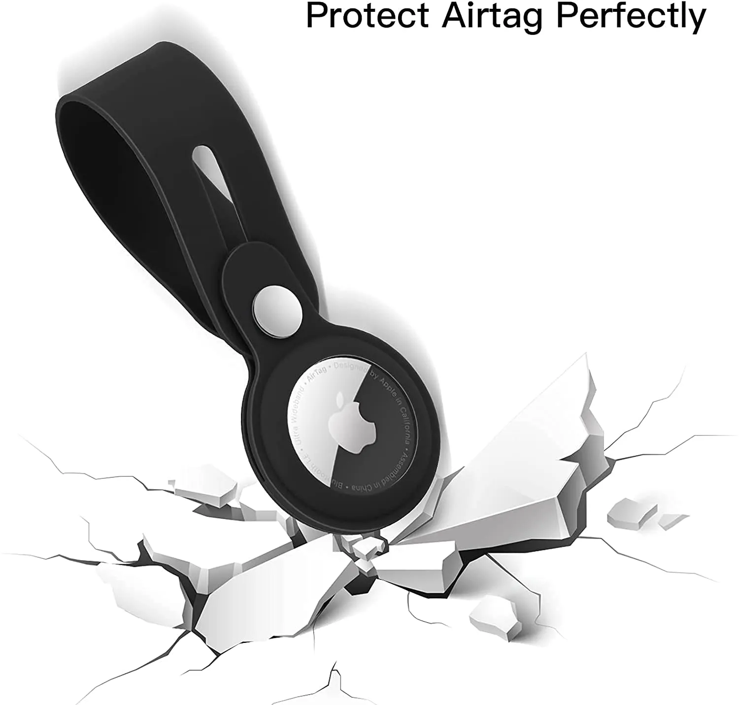 Apple Airtags-(2021) (FOSO) Silicone Loop Case - Navy Blue