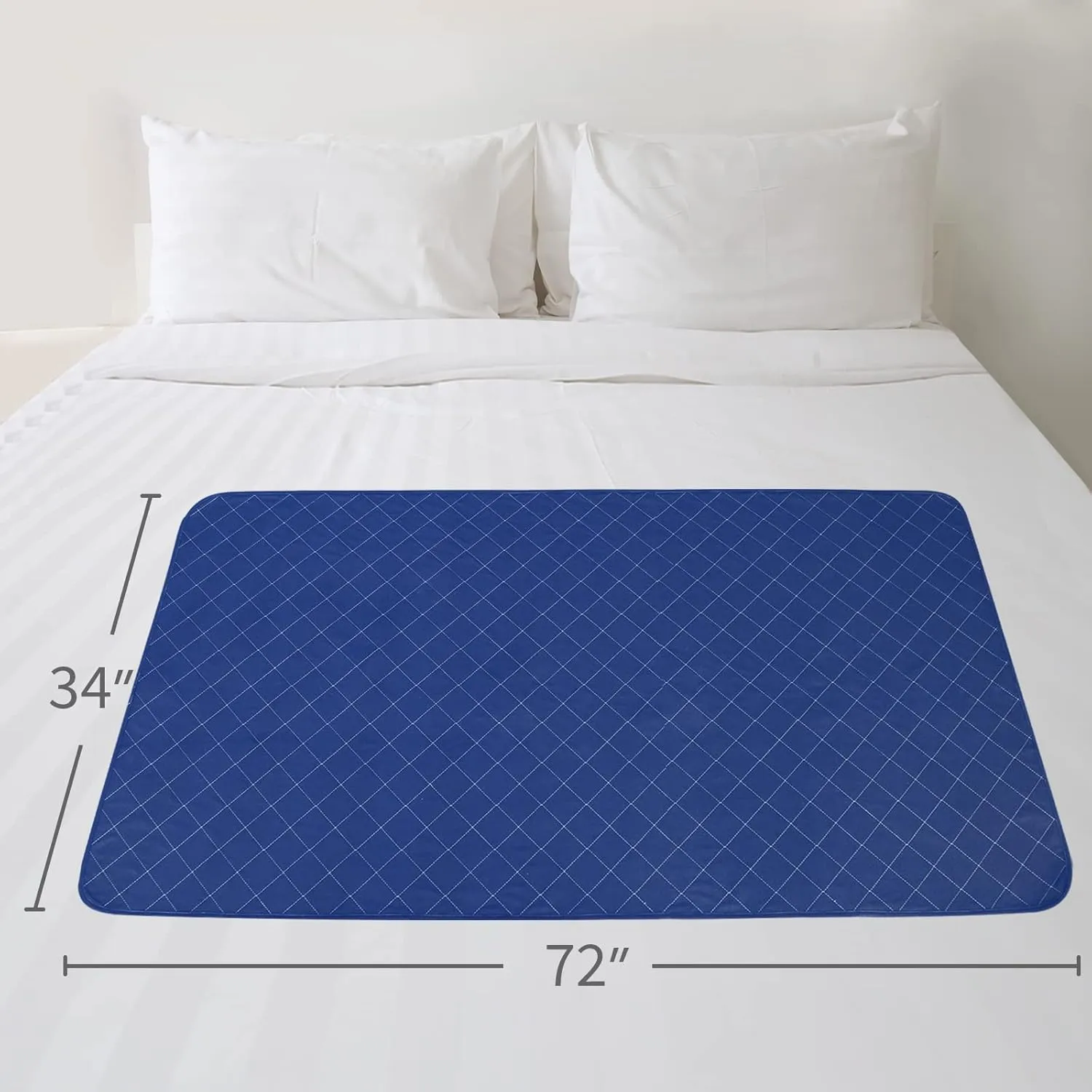 Bed Pads Washable Waterproof 2 Pack for Incontinence, Large 34 x 72 inch Absorbent Underpads, Reusable Pee Pads for Kids, Adults, Pets, Navy