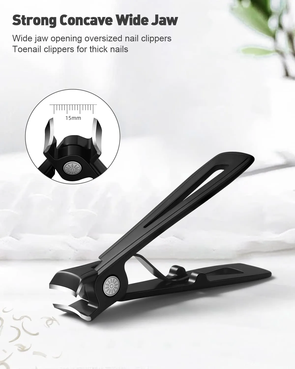BEZOX Nail Clippers Set for Fingernails and Toenails, 5pcs Manicure Tools, Polished Stainless Steel Nail Scissors Kit for Thick & Ingrown Hard Toenails Black