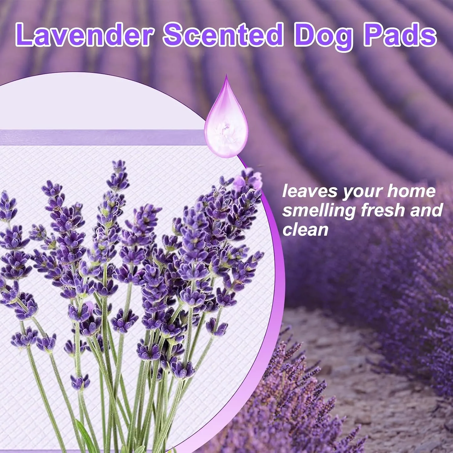 Boscute Lavender Scented Super Absorbent & Leak-Proof Puppy Pads, 36"x36" Odor Control Pet Training Dog Pee Pads, Thicken Quick Dry Pee Pads, Potty Training Pads for Dogs Cats (Lavender Scented)