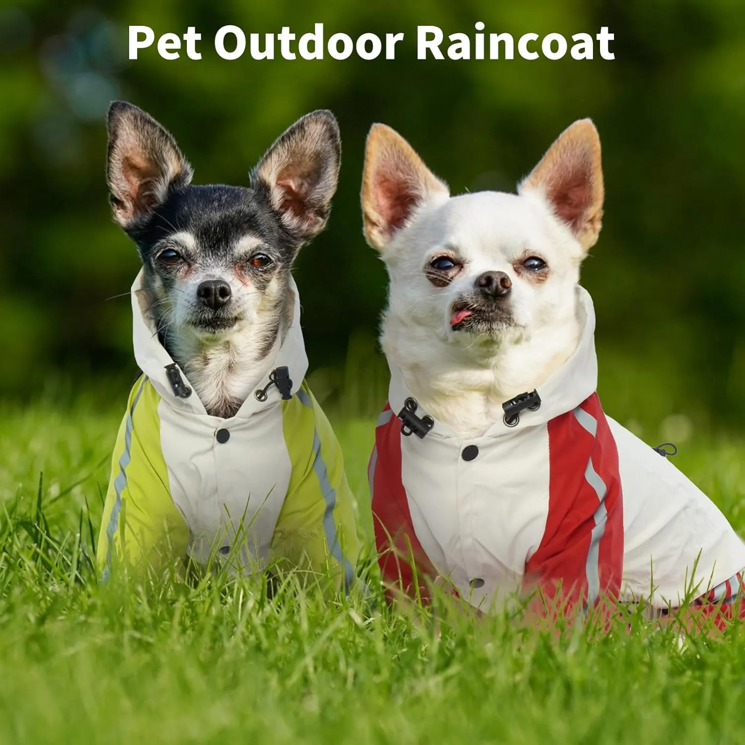 BRKURLEG Dog Raincoat Reflective Pet Poncho for Small Dogs Boy Girl, Pet Waterproof Rainproof Jacket with Leash Hole, 4 Legs Dog Rain Jacket, Lightweight Waterproof Jacket, Red S