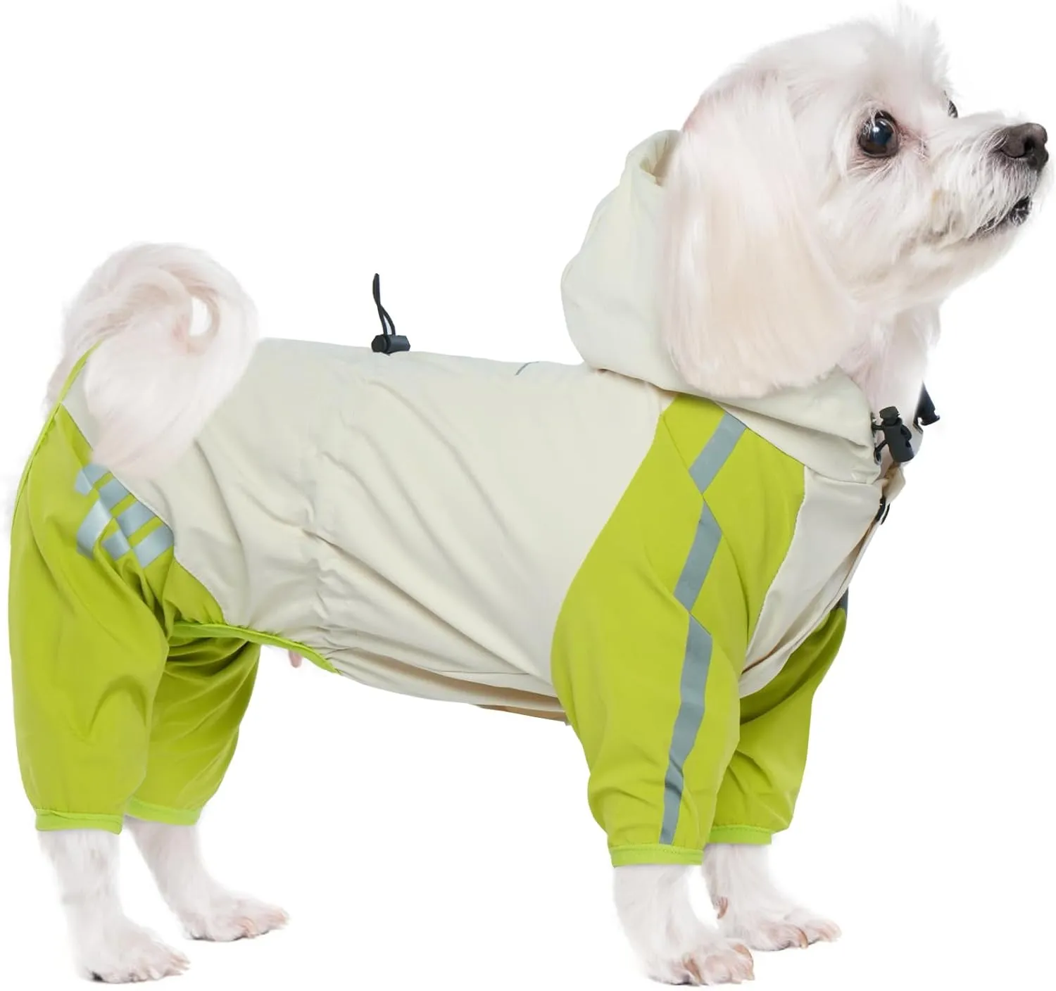 BRKURLEG Dog Raincoat with Legs, Waterproof, Reflective Pet Poncho for Small Dogs, Boy or Girl, Green, S