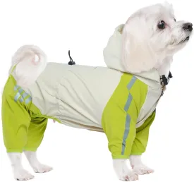 BRKURLEG Dog Raincoat with Legs, Waterproof, Reflective Pet Poncho for Small Dogs, Boy or Girl, Green, S