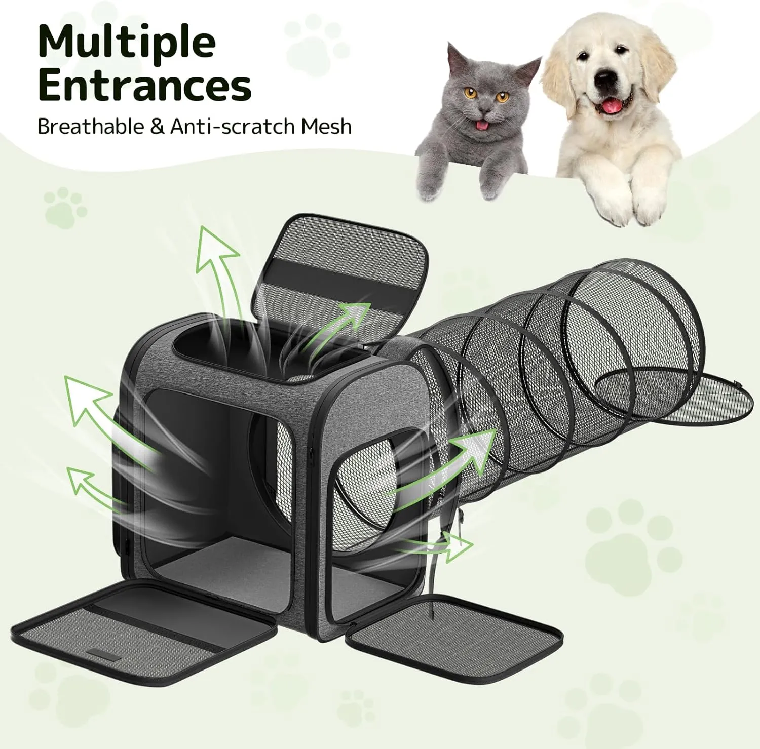 Cat Carrier Backpacks Pawtners Expandable Cat Backpack with Breathable Mesh, Pet Carrier Backpack for Cats Small Dogs Puppies Up to 18 Lbs, Dog Carrier Backpack for Travel Hiking Camping Outdoor