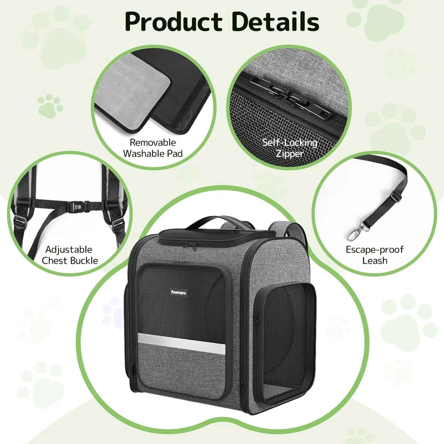 Cat Carrier Backpacks Pawtners Expandable Cat Backpack with Breathable Mesh, Pet Carrier Backpack for Cats Small Dogs Puppies Up to 18 Lbs, Dog Carrier Backpack for Travel Hiking Camping Outdoor