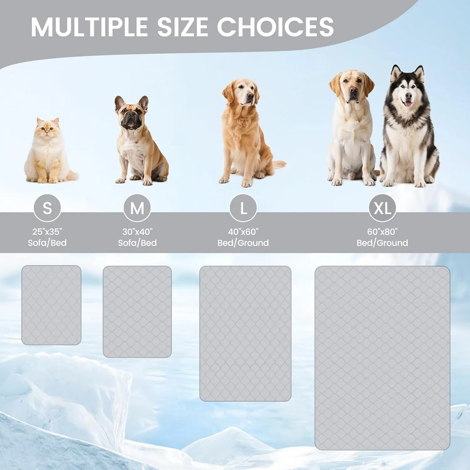 Cozy Bliss Leakproof Cooling Blanket for Medium Dogs  Q-Max>0.4, Durable & Washable Dog Cooling Mat for Hot Weather, Soft Pet Throw & Couch Protector for Dogs & Cats, 30x40 Inch, Heather Silver Grey
