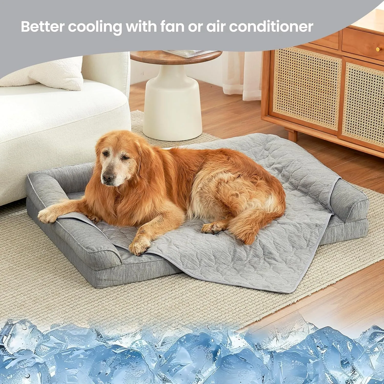 Cozy Bliss Leakproof Cooling Blanket for Medium Dogs  Q-Max>0.4, Durable & Washable Dog Cooling Mat for Hot Weather, Soft Pet Throw & Couch Protector for Dogs & Cats, 30x40 Inch, Heather Silver Grey