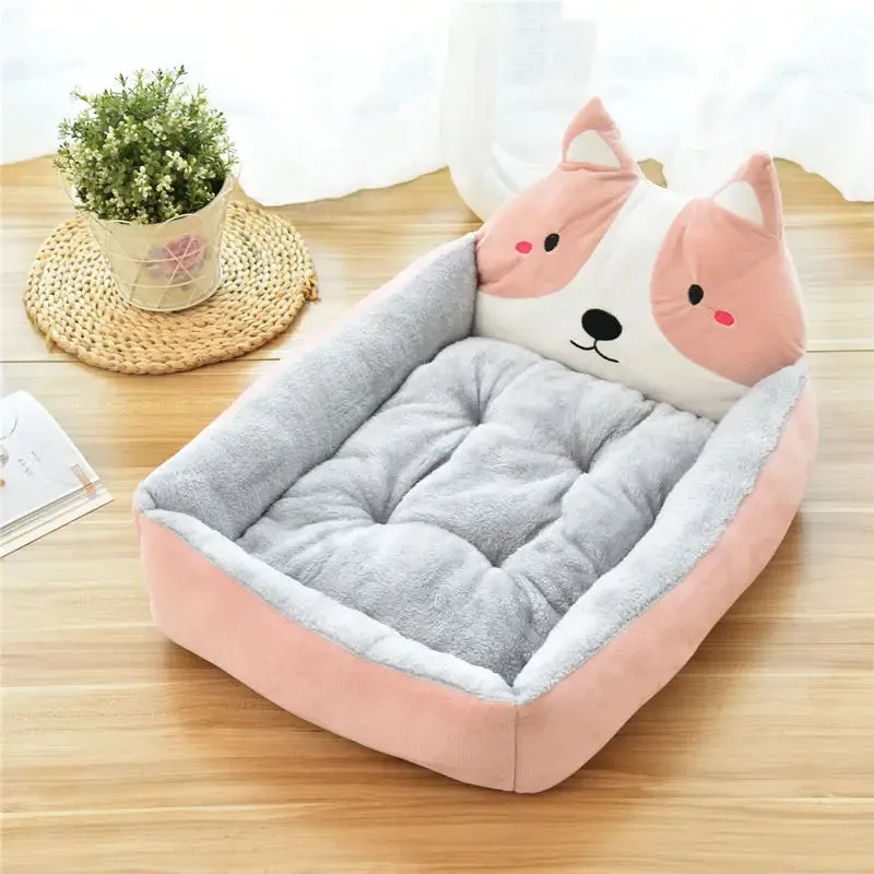Cozy Cartoon Pet Bed for Small Pets