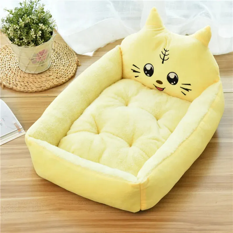 Cozy Cartoon Pet Bed for Small Pets