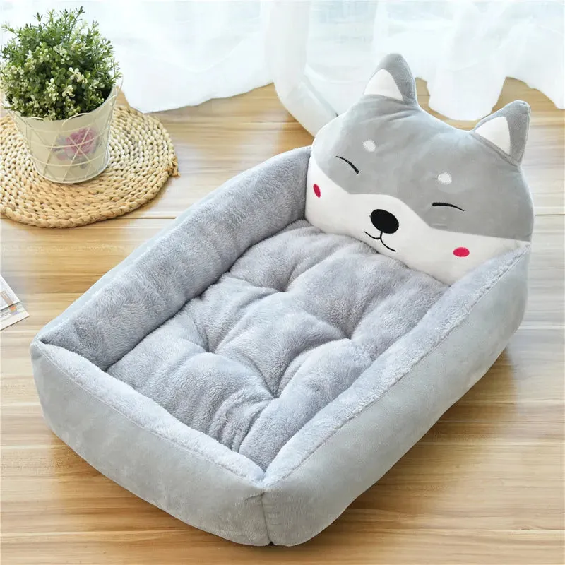 Cozy Cartoon Pet Bed for Small Pets
