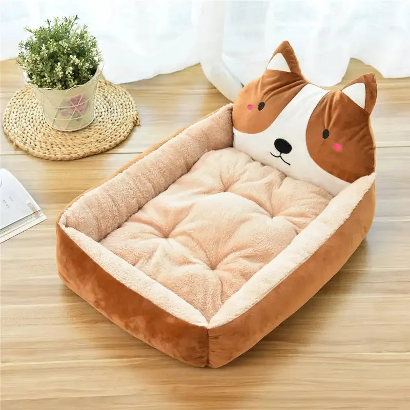 Cozy Cartoon Pet Bed for Small Pets