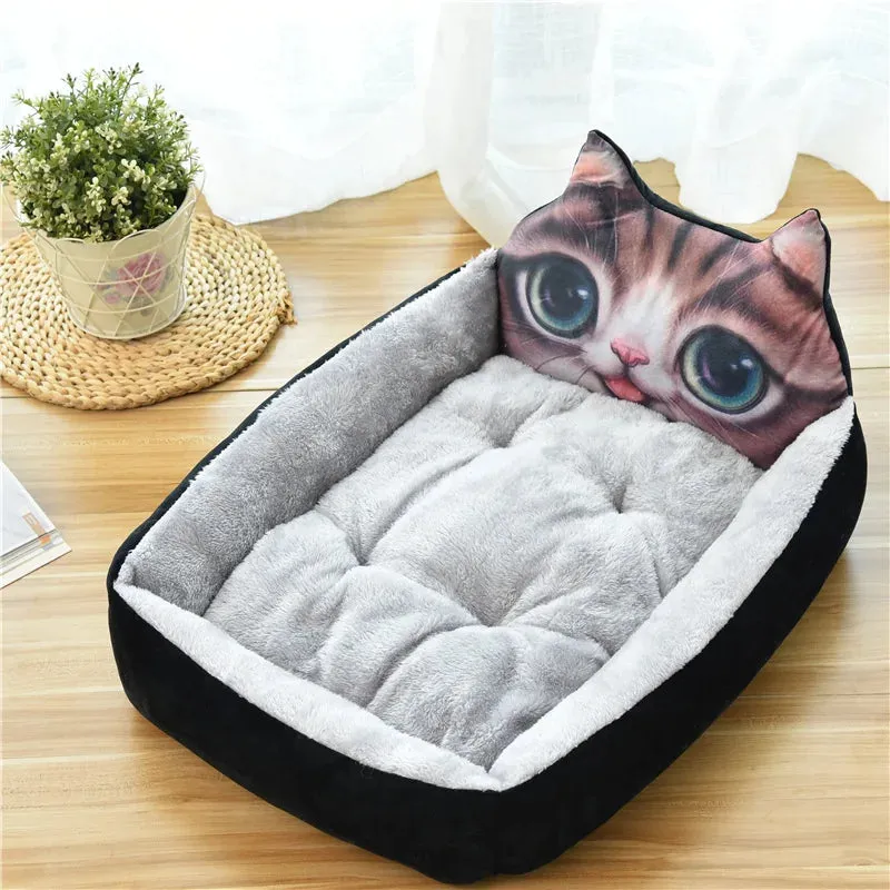 Cozy Cartoon Pet Bed for Small Pets