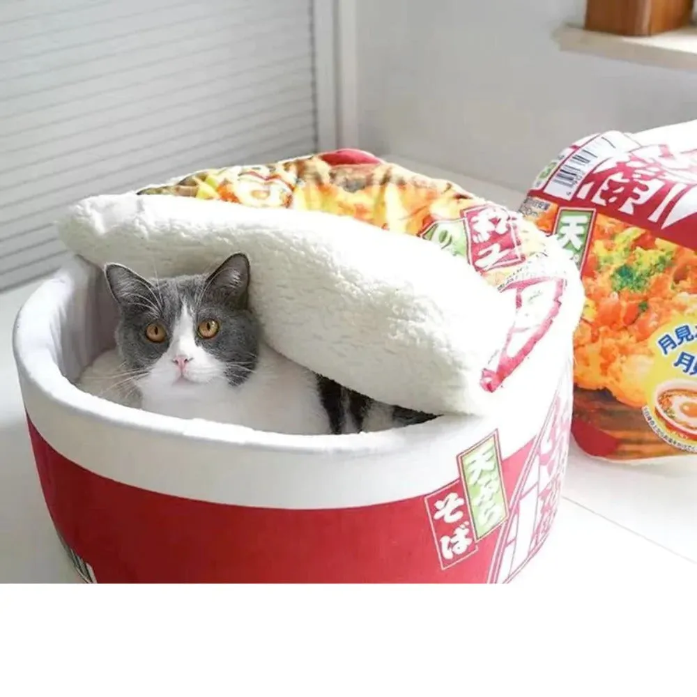 Cozy Ramen Bowl Cat & Dog Bed - A Warm, Adorable Hideaway