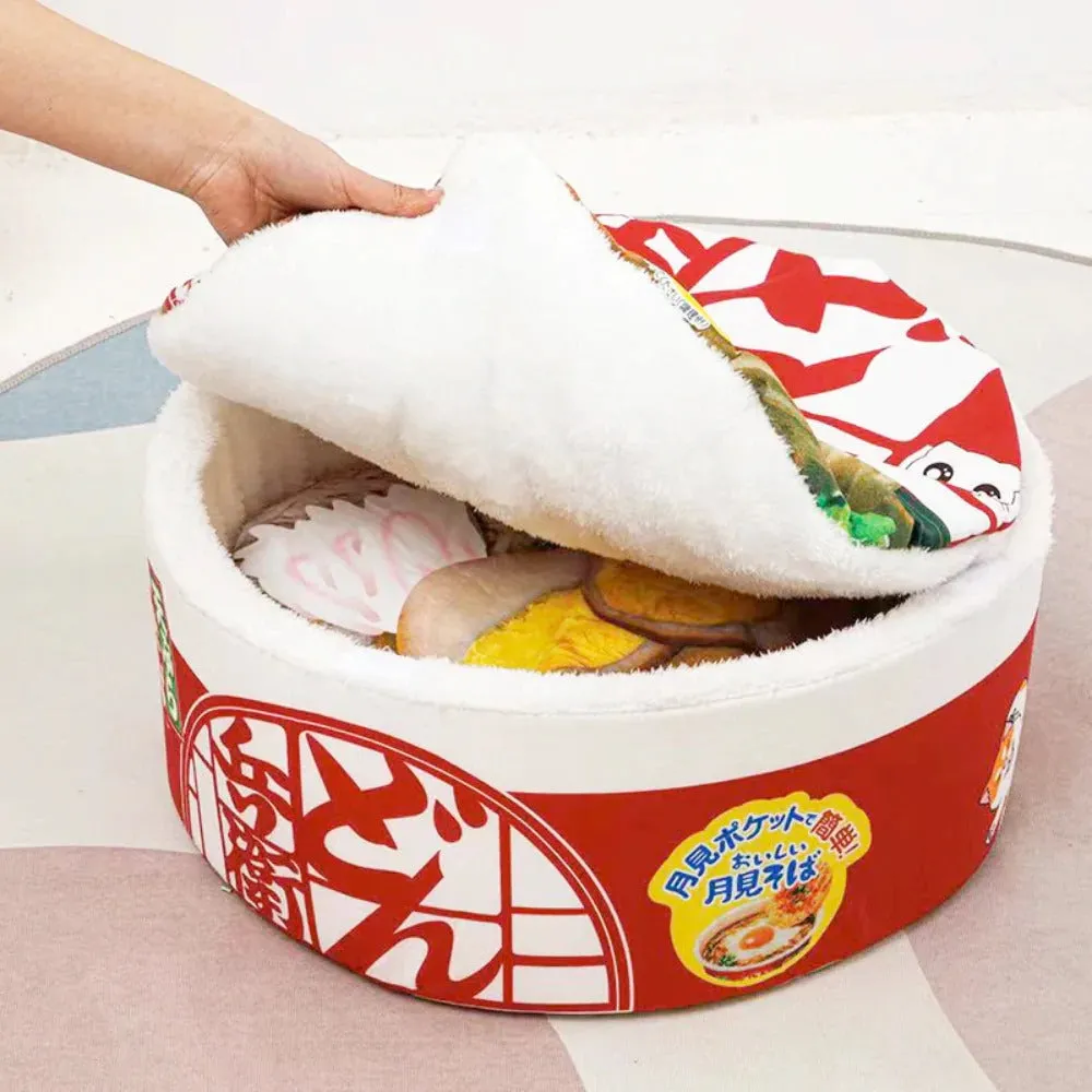 Cozy Ramen Bowl Cat & Dog Bed - A Warm, Adorable Hideaway