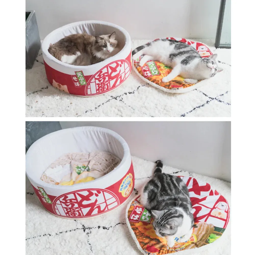 Cozy Ramen Bowl Cat & Dog Bed - A Warm, Adorable Hideaway
