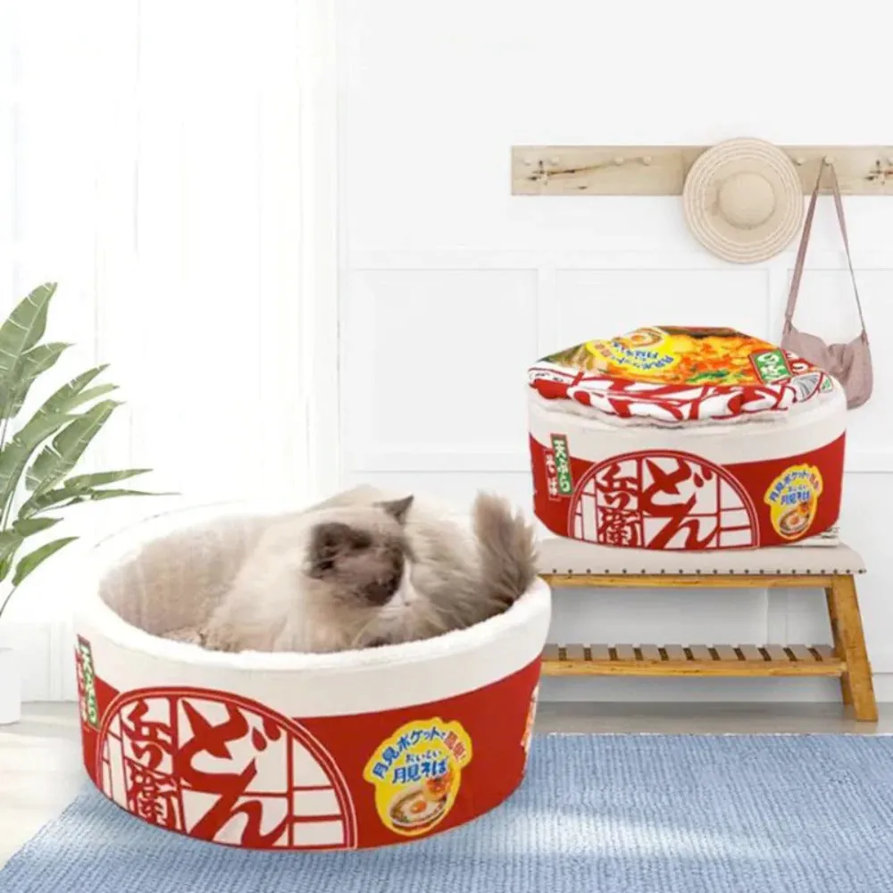Cozy Ramen Bowl Cat & Dog Bed - A Warm, Adorable Hideaway