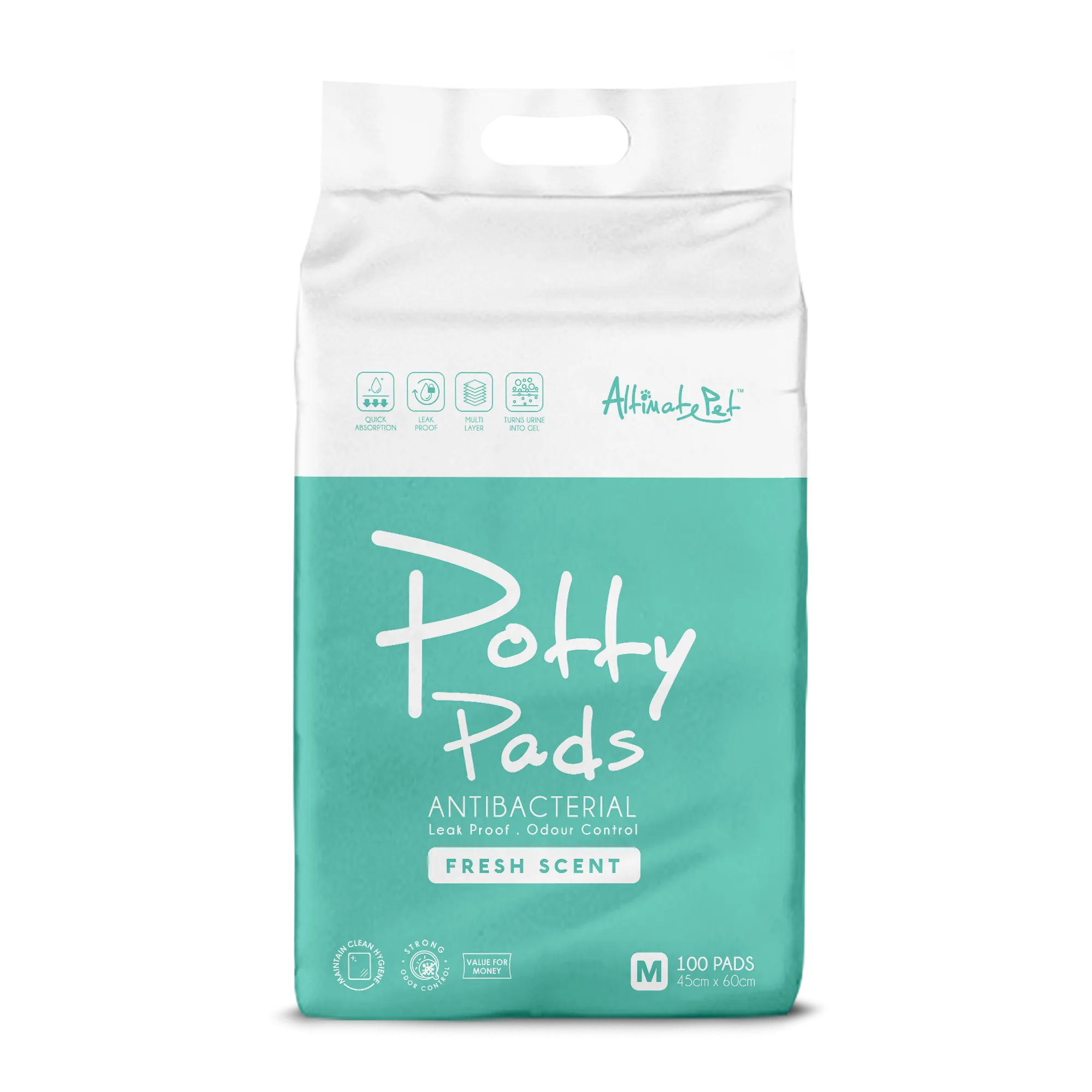 [CTN OF 4] Altimate Pet Antibacterial Fresh Scent Potty Pee Pads - M (100pcs) | 45cm x 60cm