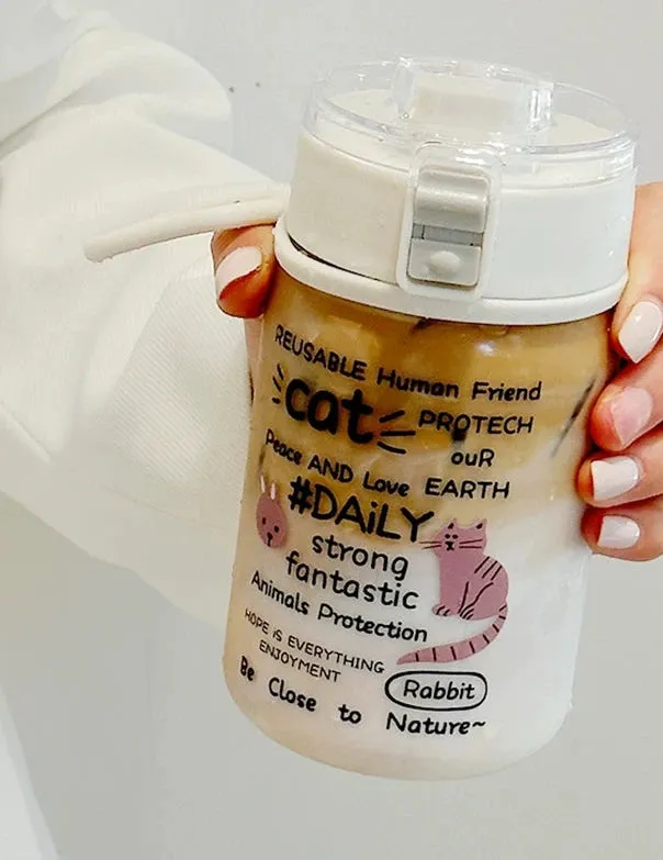 Cute Portable Summer Coffee Cup with Tea Partition