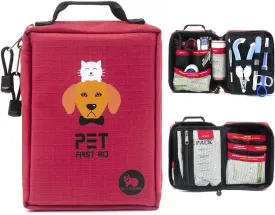 Dog First Aid Kit for Travel&Home Pet Emergency Kit for Dog&Cat 160 Pcs First Aid Supplies with Molle Pouch for Traveling Hiking Camping Hunting Red