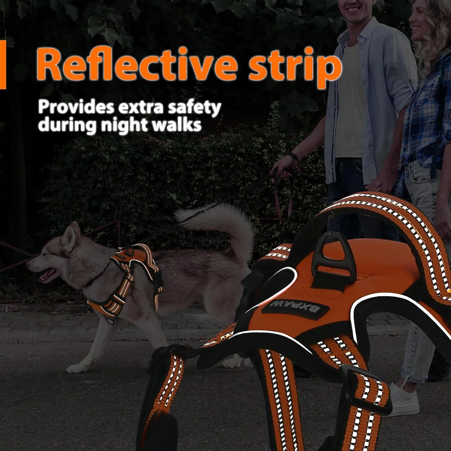 Dog Harness,No Pull Dog Vest Harness Adjustable Reflective Pet Harness Easy Control Handle for Small to Large Dogs Soft Padded Puppy(Orange, Medium)