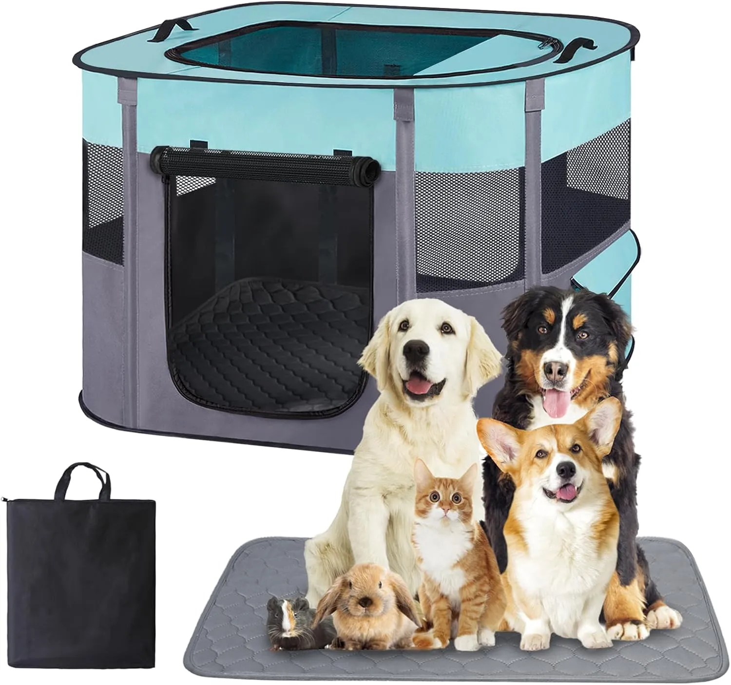 Dog Playpen,Cat Crate,Portable Pet Playpen, Foldable Kennel for Puppy Kitten Rabbit,Breathable Shade Cover,Indoor Outdoor Travel Camping Use for Puppy Cat Dog Green S