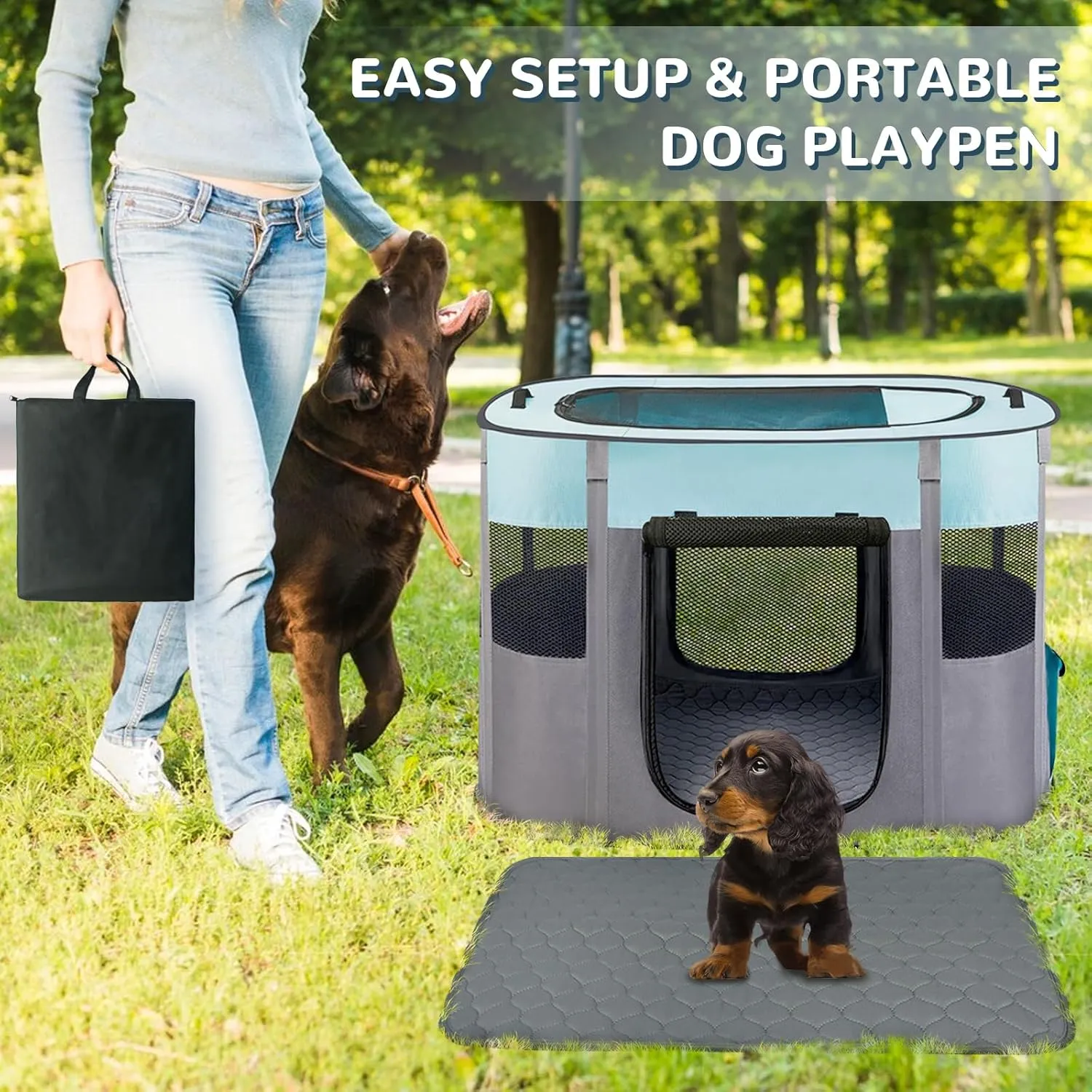 Dog Playpen,Cat Crate,Portable Pet Playpen, Foldable Kennel for Puppy Kitten Rabbit,Breathable Shade Cover,Indoor Outdoor Travel Camping Use for Puppy Cat Dog Green S
