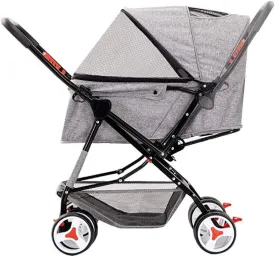 Dog Trolley Cat/Dog Stroller Easy Onehand Fold 4 Wheel Dog Strollers for Medium Small Dogs Reversible Push Handle Pet Stroller Puppy & Kitten Carrier Extended