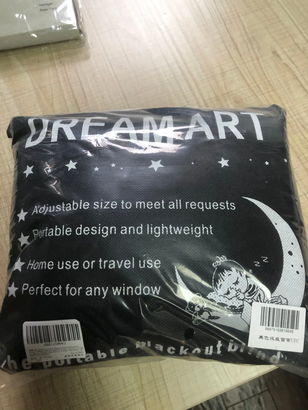 DREAM ART Anywhere Portable Blackout Curtain/Adjustable Blackout Shades/Temporary Blackout Blinds with Suction Cups for Nursery,Children Kids Bedroom or Travel Use,Black,1 pc W51xL72Inch(130X183cm)