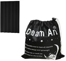 DREAM ART Anywhere Portable Blackout Curtain/Adjustable Blackout Shades/Temporary Blackout Blinds with Suction Cups for Nursery,Children Kids Bedroom or Travel Use,Black,1 pc W51xL72Inch(130X183cm)