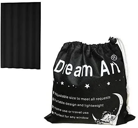 DREAM ART Anywhere Portable Blackout Curtain/Adjustable Blackout Shades/Temporary Blackout Blinds with Suction Cups for Nursery,Children Kids Bedroom or Travel Use,Black,1 pc W51xL72Inch(130X183cm)