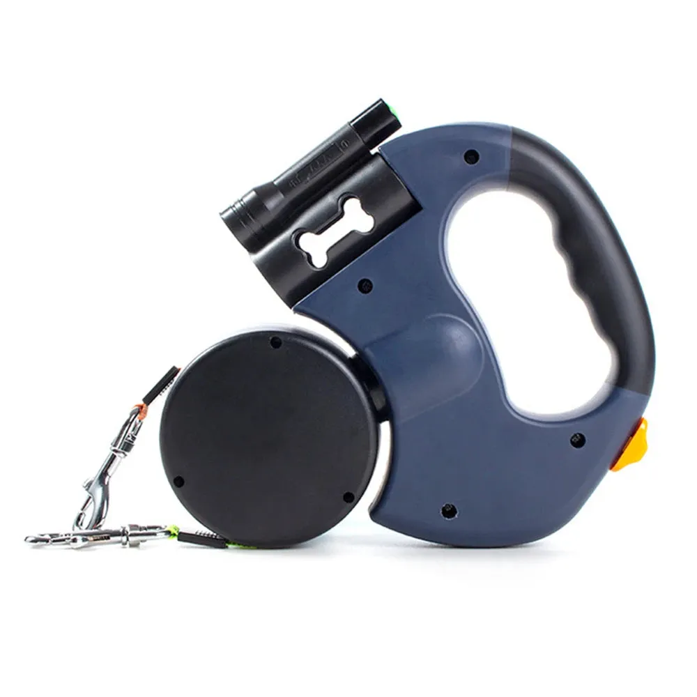 Dual Dog Leash Retractable Pet Traction Ropes Auto Adjustable Dual Pet Leash 360 Rotation 2 Dog Pets Walking Rope with LED Light